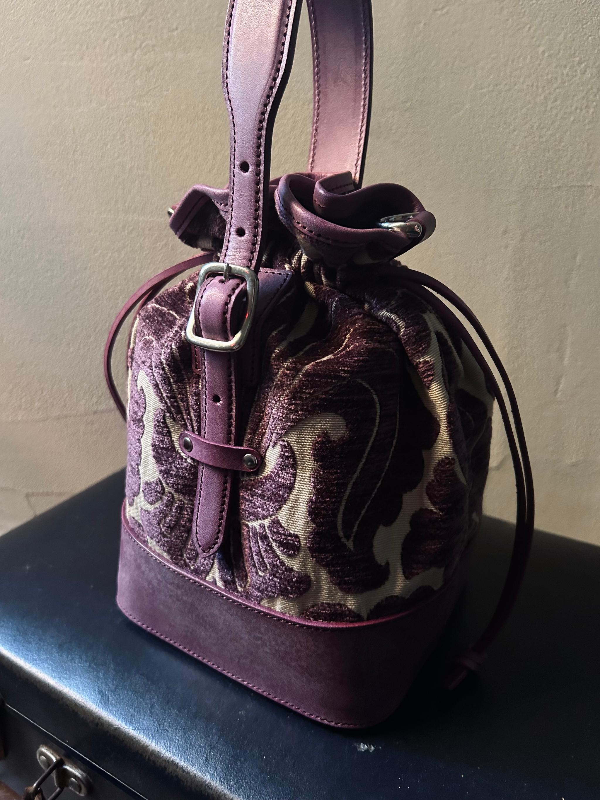 kinchaku bag （fabrick×leather） | 3枚目