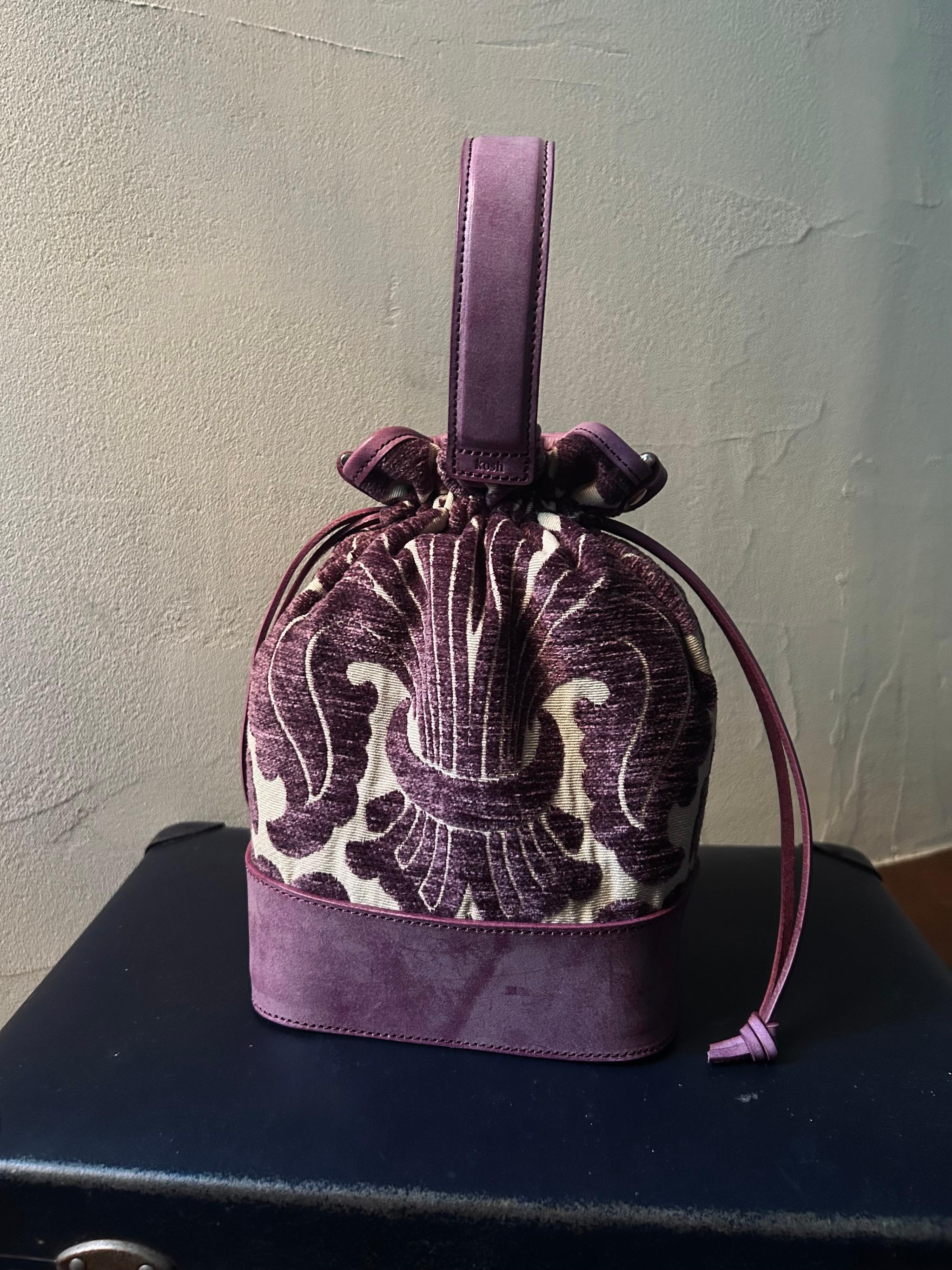 kinchaku bag （fabrick×leather） | 5枚目