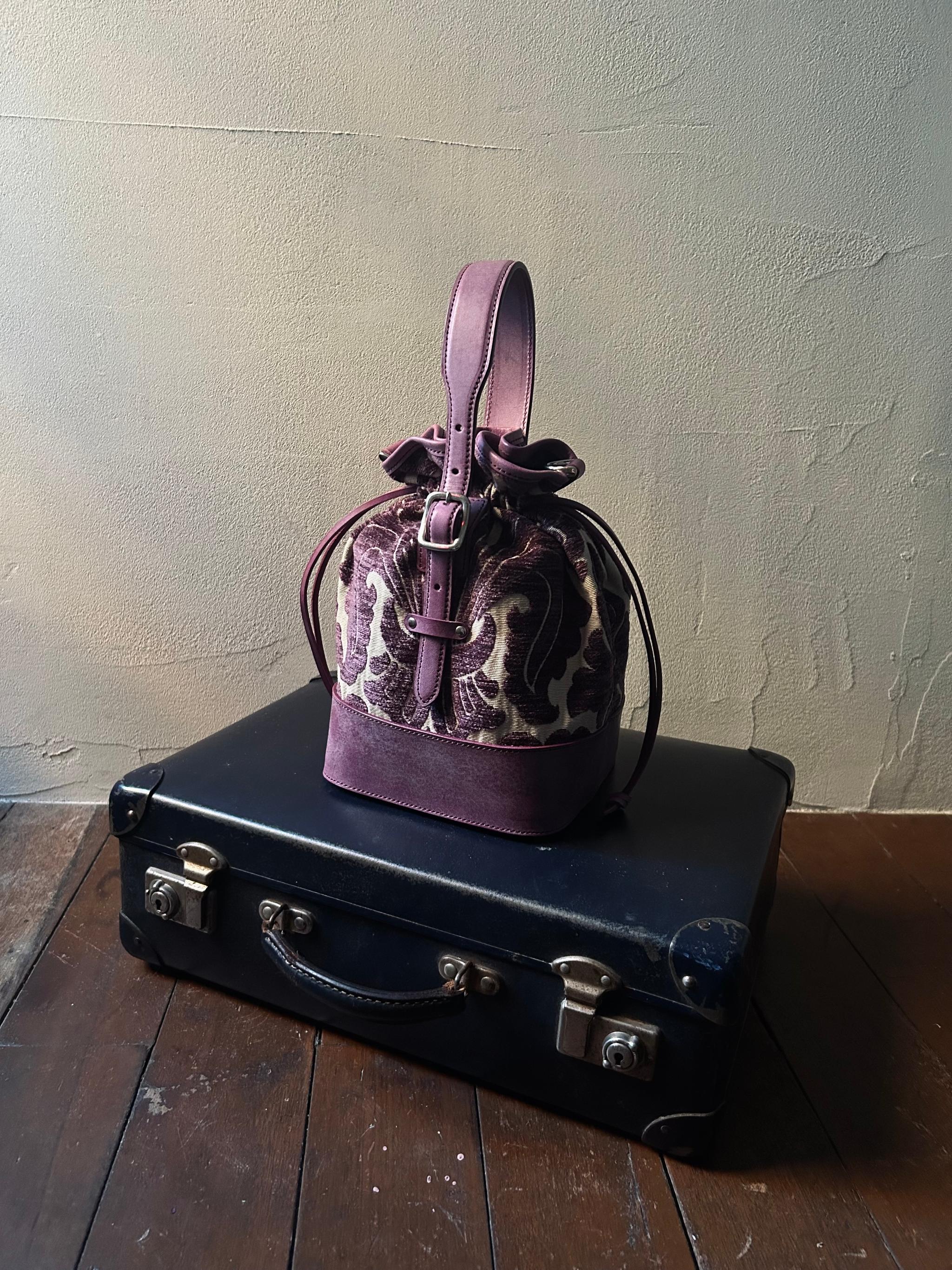 kinchaku bag (fabrick×leather)1枚目の画像